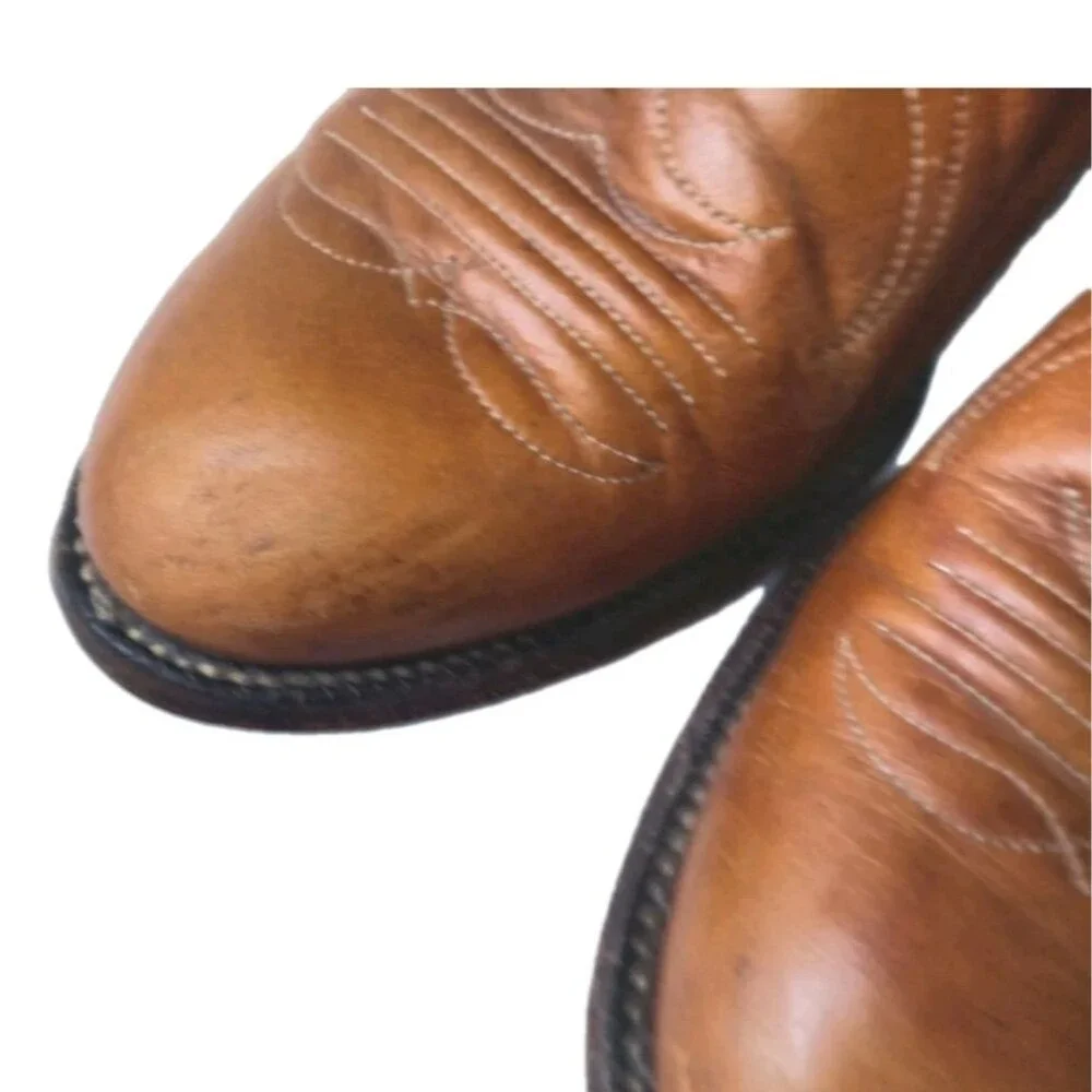 Justin Western Cowboy Boots Men's Size 8.5 B Brown Leather